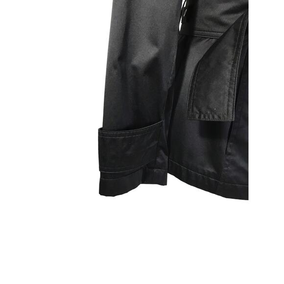 Kristen Blake Satin Jacket Double Breasted Peacoat with Belt Size Small Black - Picture 8 of 11